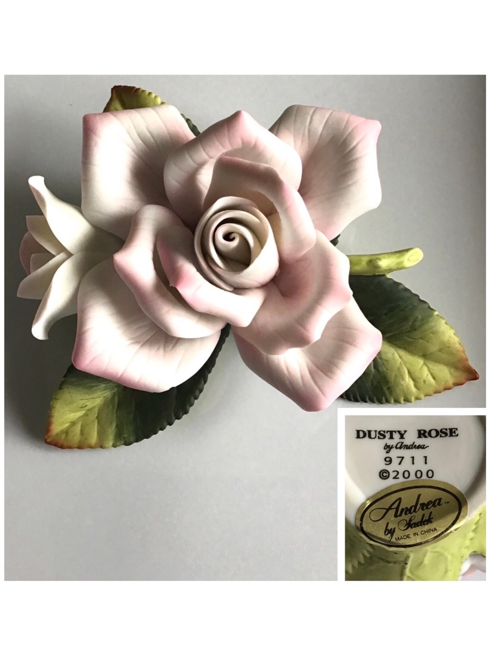 Vintage Fine Hand Painted Porcelain Art #9711 Dusty Rose By Andrea 2000